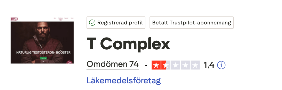 T Complex på Trustpilot: 74 omdömen, betyg 1,4 av 5